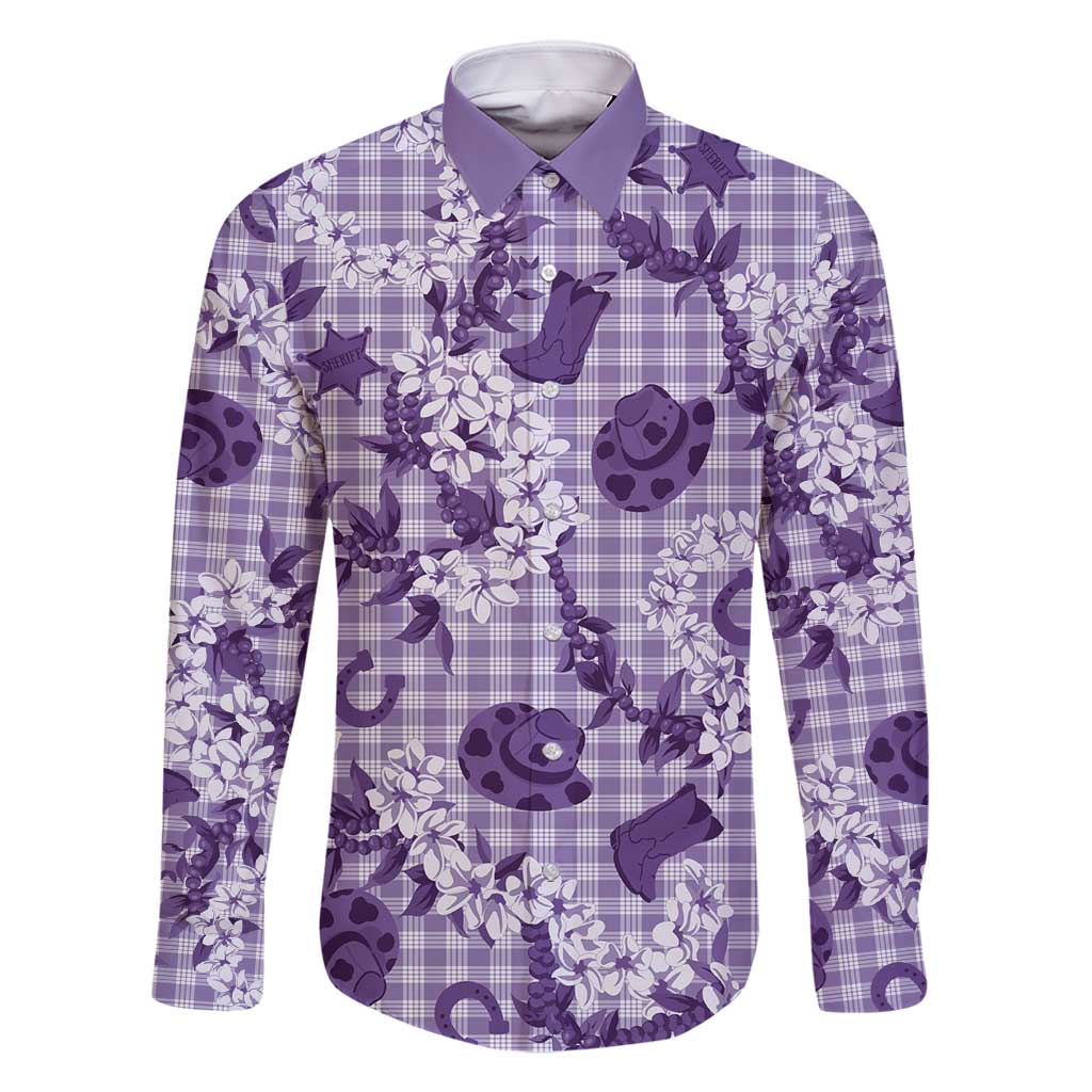 Mokihana Maile Ilima Leis Paniolo Palaka Family Matching Long Sleeve Bodycon Dress and Hawaiian Shirt Hawaiian Poni Spirit - Polynesian Pride