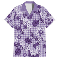 Mokihana Maile Ilima Leis Paniolo Palaka Family Matching Off Shoulder Short Dress and Hawaiian Shirt Hawaiian Poni Spirit - Polynesian Pride