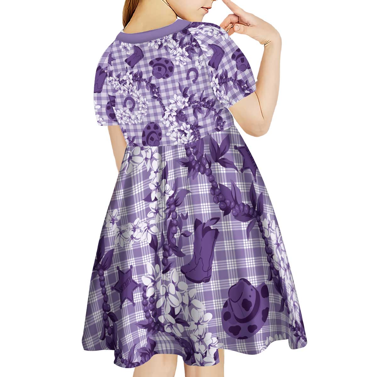 Mokihana Maile Ilima Leis Paniolo Palaka Kid Short Sleeve Dress Hawaiian Poni Spirit - Polynesian Pride