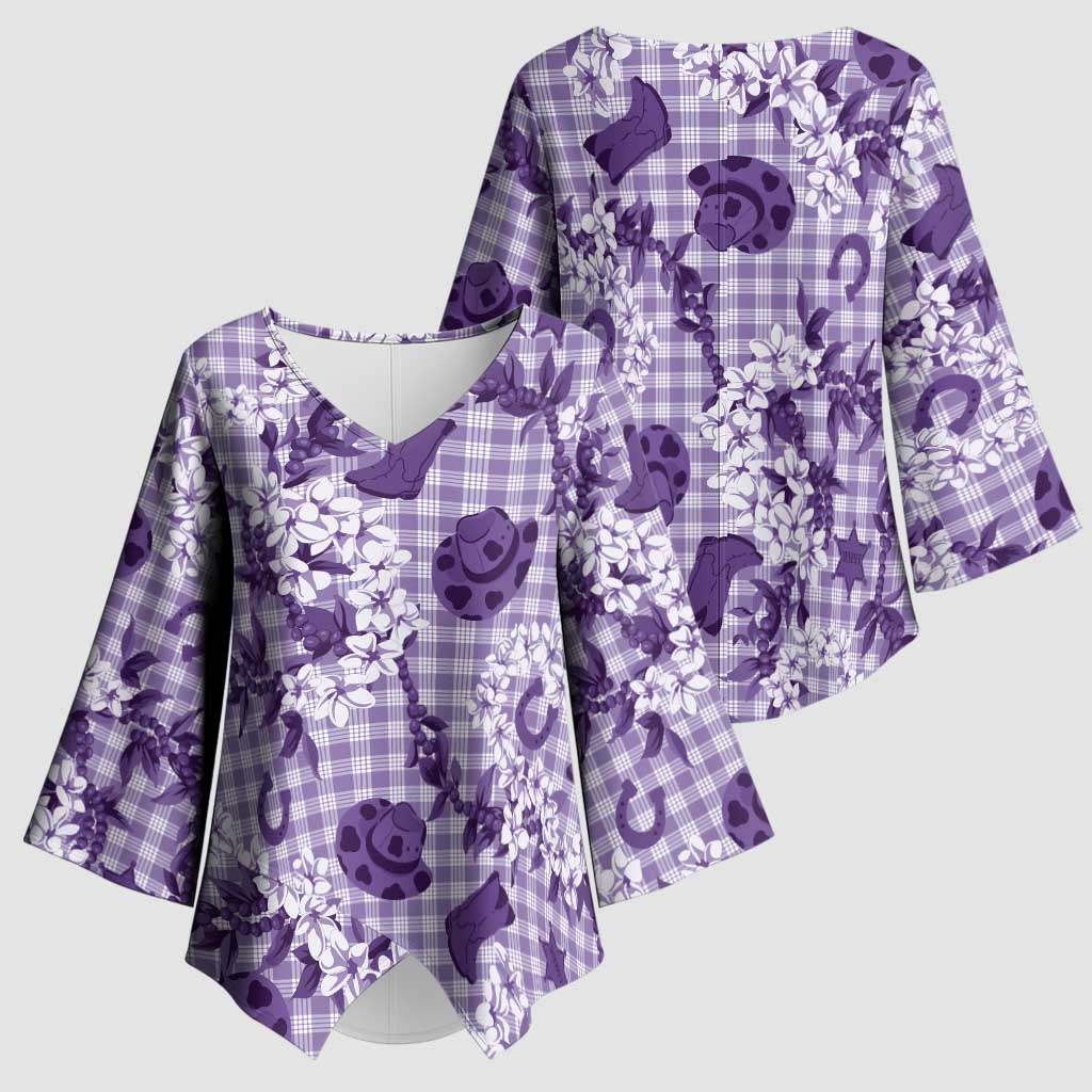 Mokihana Maile Ilima Leis Paniolo Palaka Kimono Sleeve Blouse Hawaiian Poni Spirit - Polynesian Pride