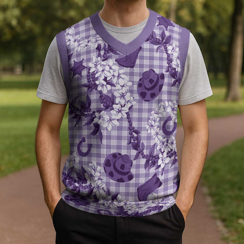 Mokihana Maile Ilima Leis Paniolo Palaka Christmas Knitted V-Neck Vest Hawaiian Poni Spirit - Polynesian Pride