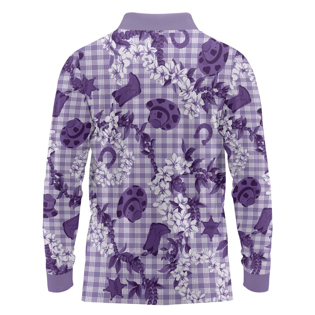 Mokihana Maile Ilima Leis Paniolo Palaka Long Sleeve Polo Shirt Hawaiian Poni Spirit - Polynesian Pride