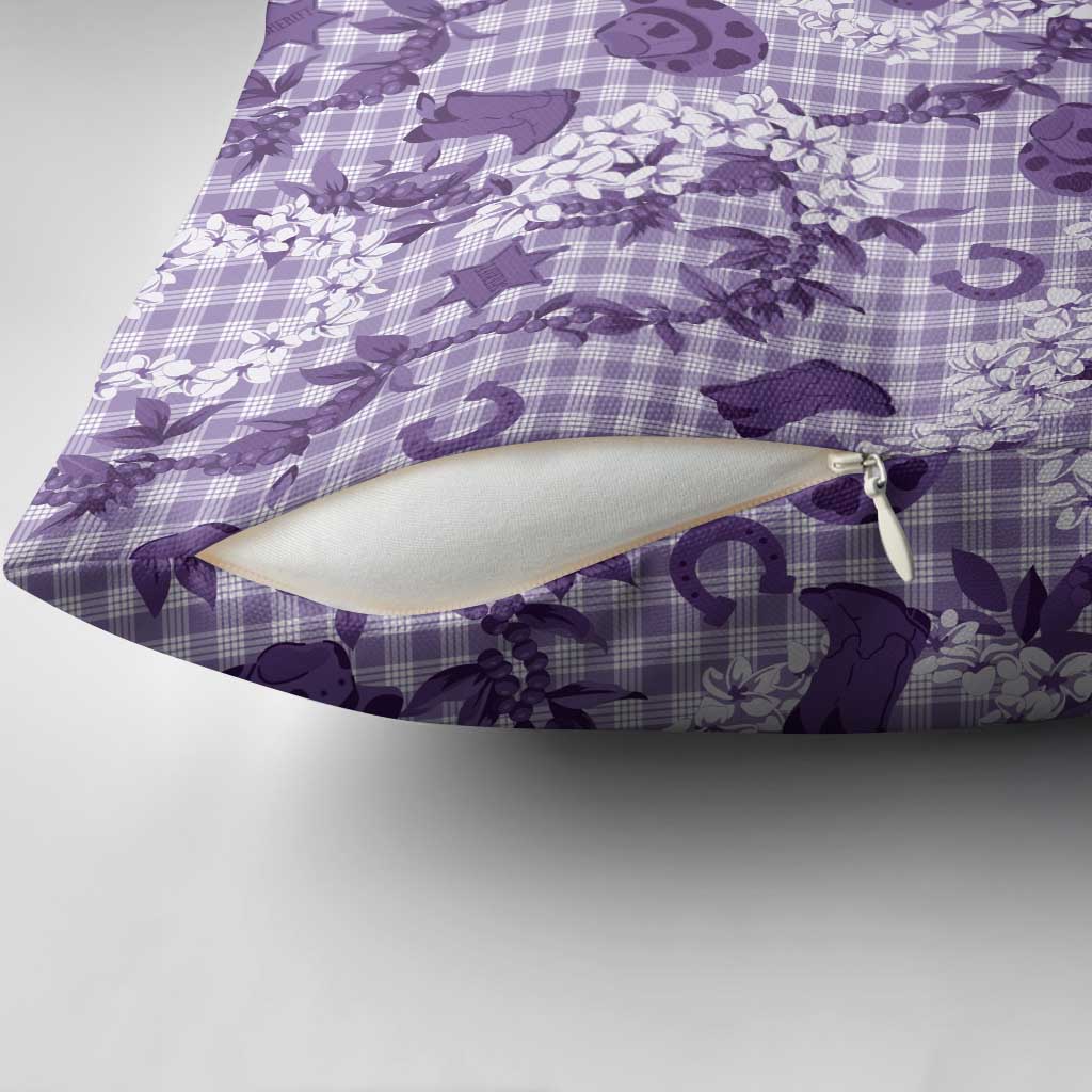 Mokihana Maile Ilima Leis Paniolo Palaka Pillow Cover Hawaiian Poni Spirit - Polynesian Pride