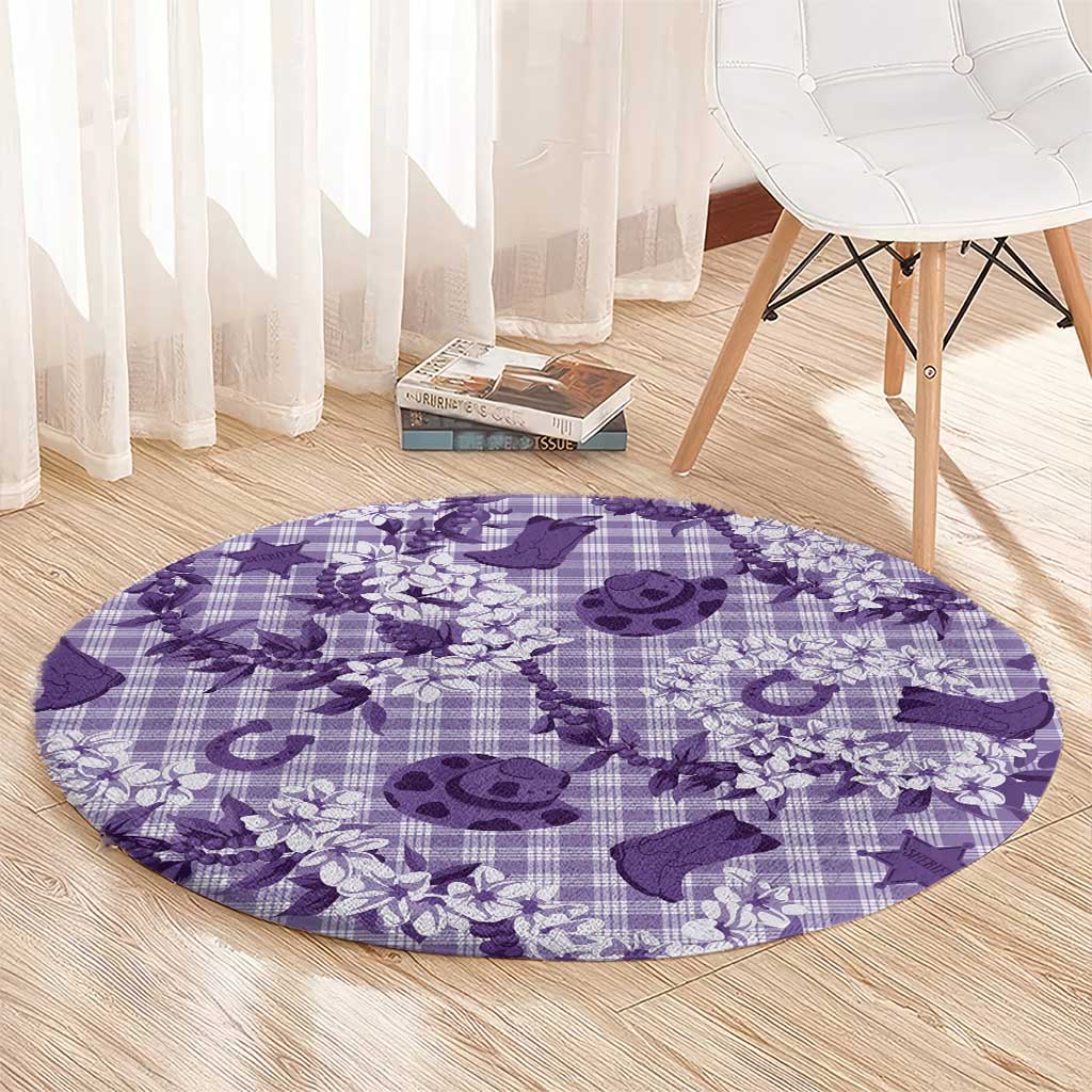 Mokihana Maile Ilima Leis Paniolo Palaka Round Carpet Hawaiian Poni Spirit - Polynesian Pride