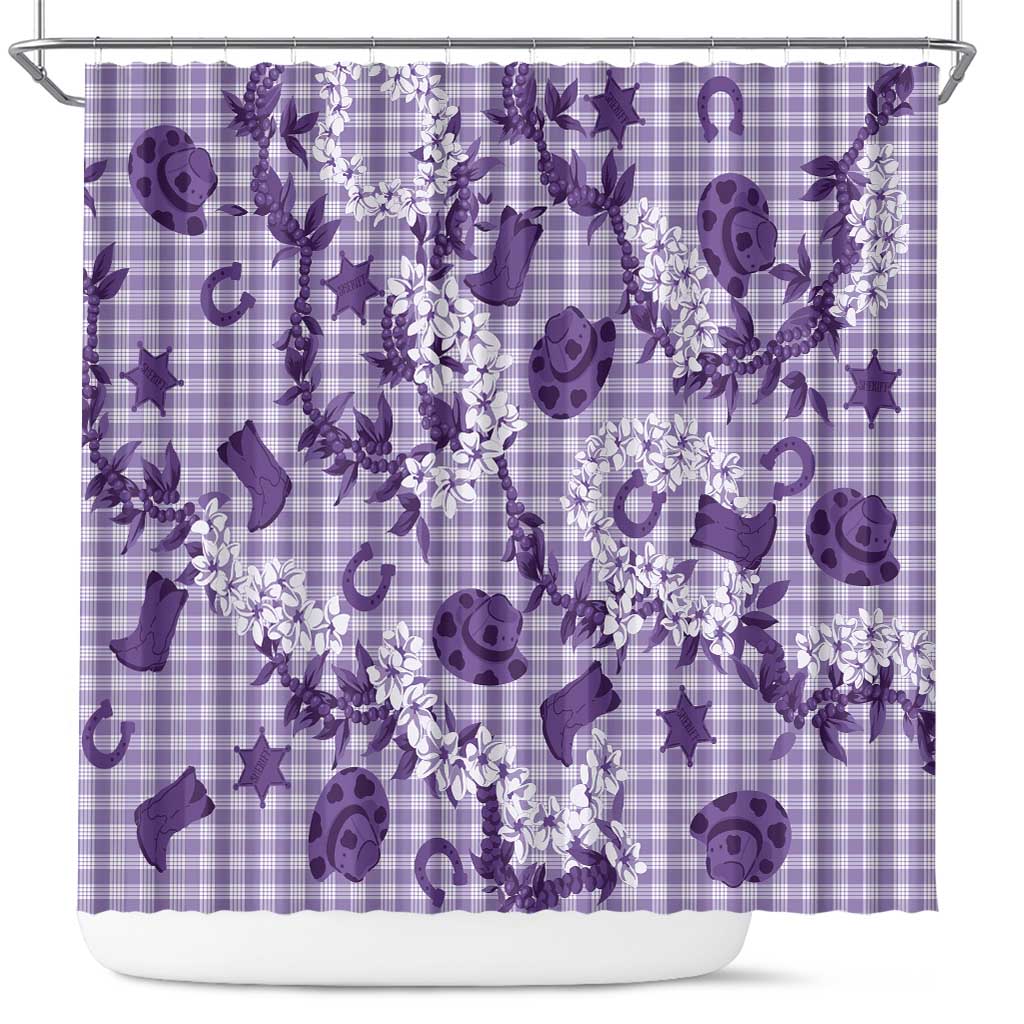 Mokihana Maile Ilima Leis Paniolo Palaka Shower Curtain Hawaiian Poni Spirit - Polynesian Pride