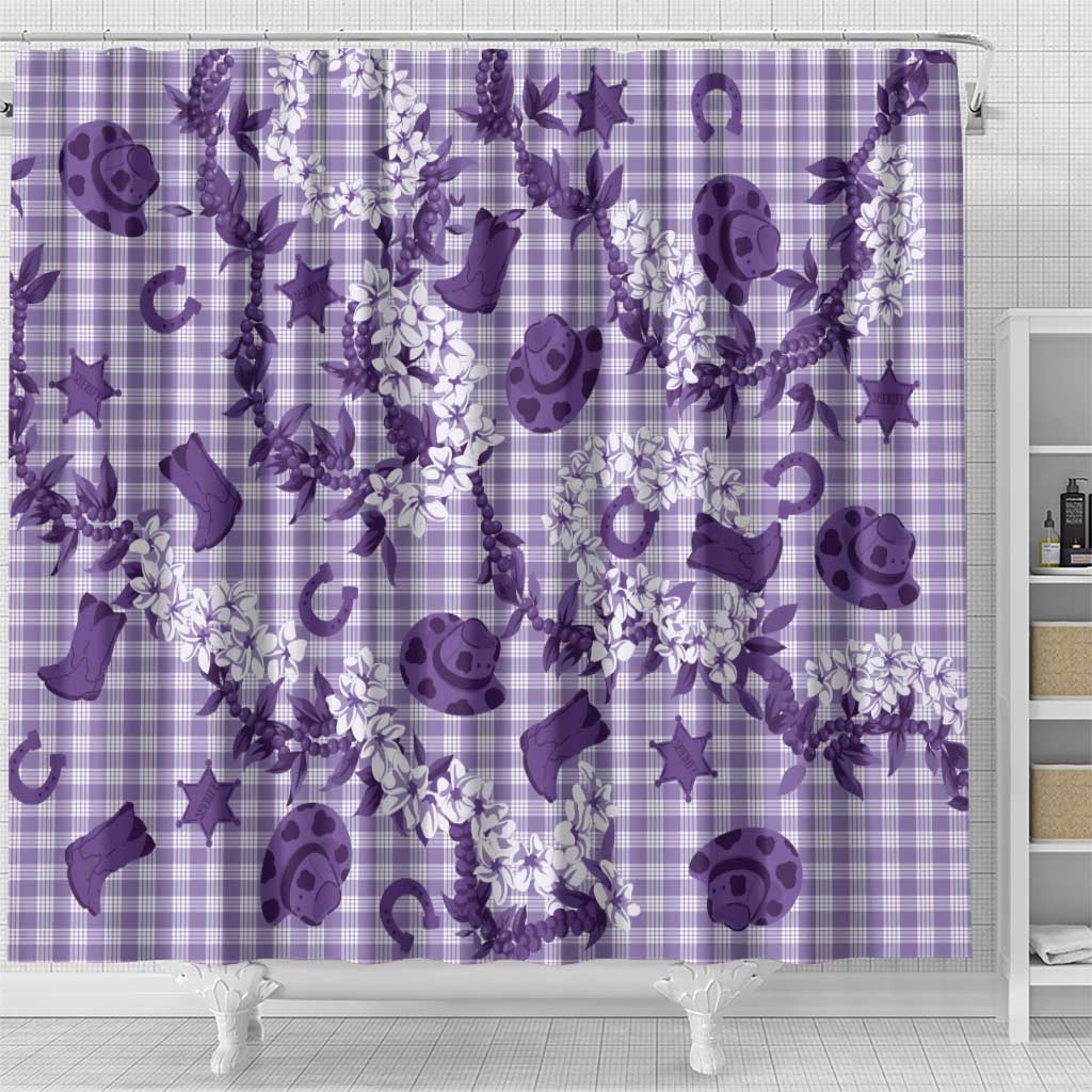 Mokihana Maile Ilima Leis Paniolo Palaka Shower Curtain Hawaiian Poni Spirit - Polynesian Pride