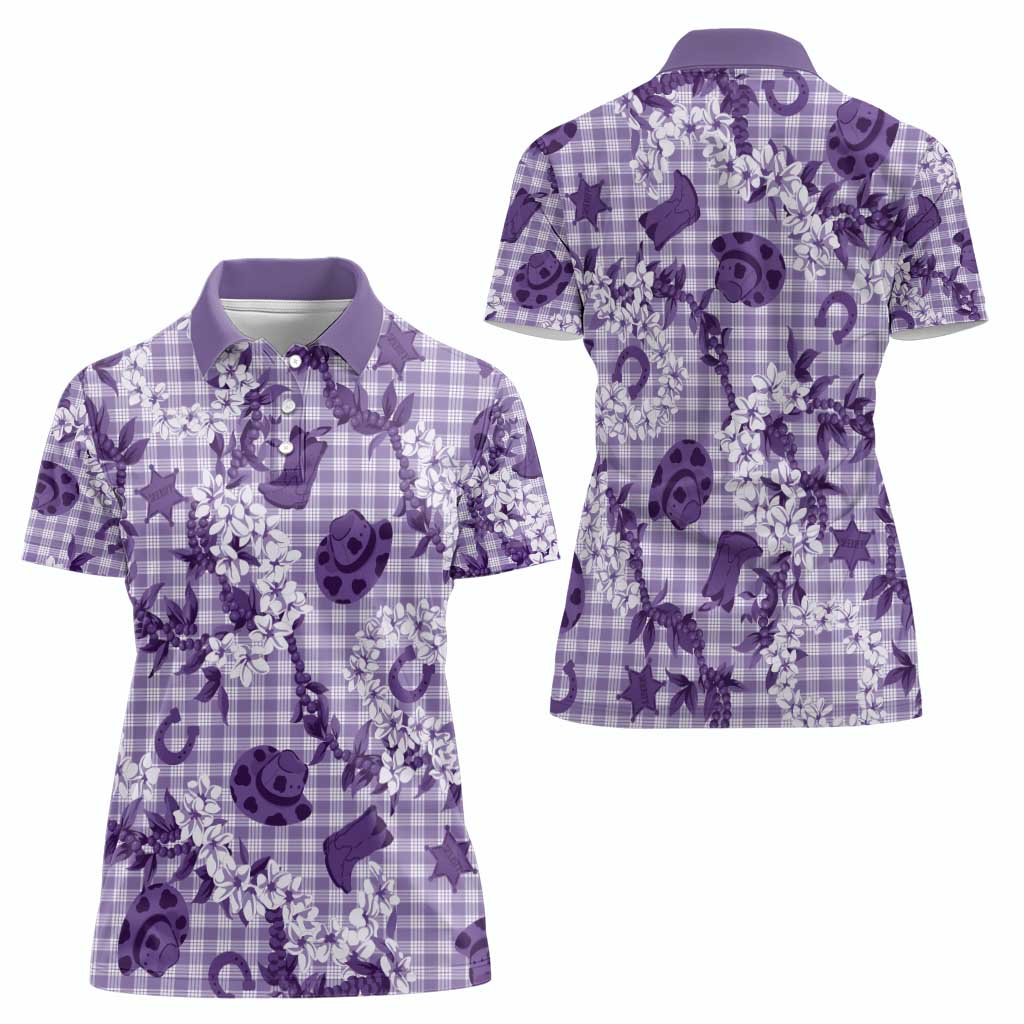 Mokihana Maile Ilima Leis Paniolo Palaka Women Polo Shirt Hawaiian Poni Spirit - Polynesian Pride