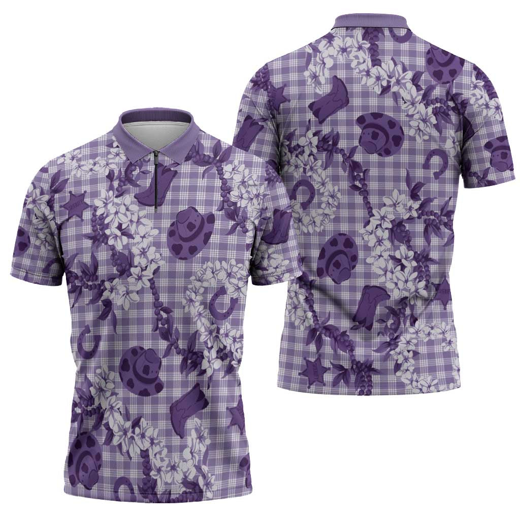 Mokihana Maile Ilima Leis Paniolo Palaka Zipper Polo Shirt Hawaiian Poni Spirit - Polynesian Pride