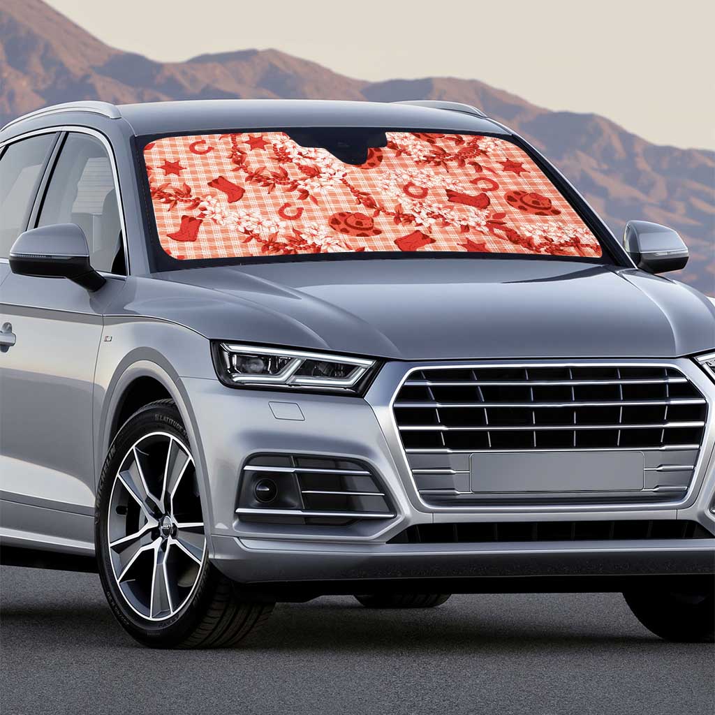 Mokihana Maile Ilima Leis Paniolo Palaka Auto Sun Shade Hawaiian Ulaula Spirit - Polynesian Pride