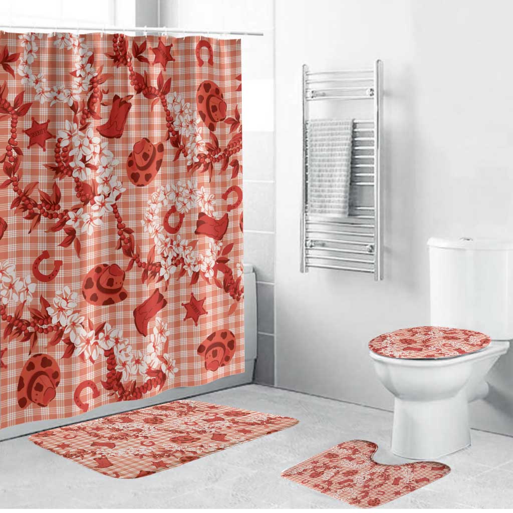 Mokihana Maile Ilima Leis Paniolo Palaka Bathroom Set Hawaiian Ulaula Spirit - Polynesian Pride