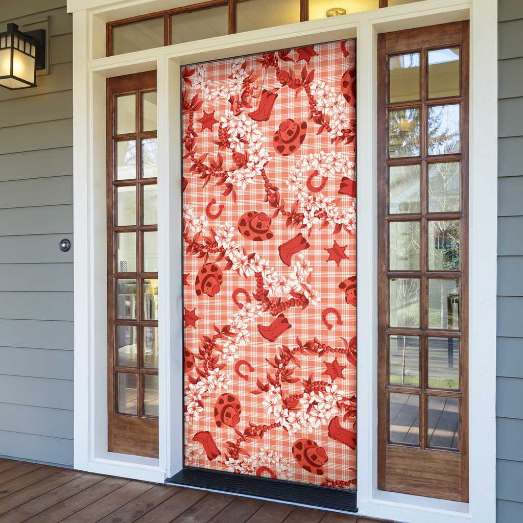 Mokihana Maile Ilima Leis Paniolo Palaka Door Cover Hawaiian Ulaula Spirit - Polynesian Pride