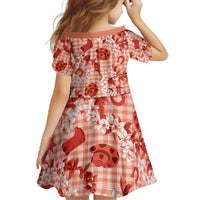 Mokihana Maile Ilima Leis Paniolo Palaka Family Matching Off The Shoulder Long Sleeve Dress and Hawaiian Shirt Hawaiian Ulaula Spirit - Polynesian Pride