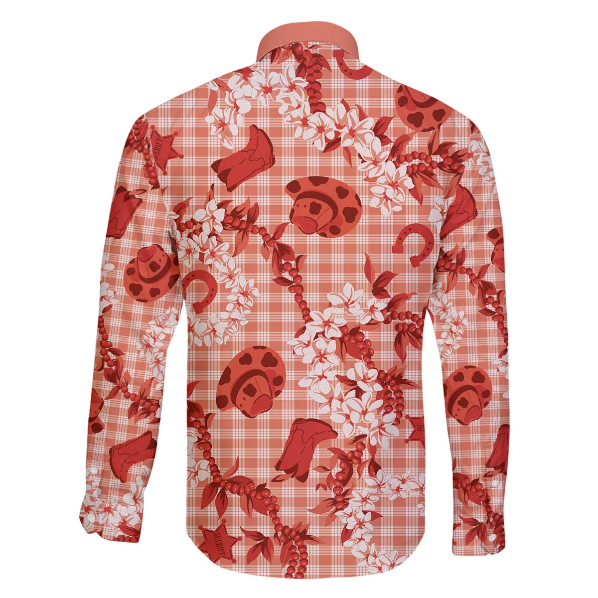 Mokihana Maile Ilima Leis Paniolo Palaka Family Matching Off The Shoulder Long Sleeve Dress and Hawaiian Shirt Hawaiian Ulaula Spirit - Polynesian Pride