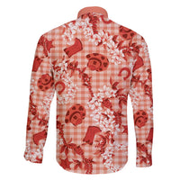 Mokihana Maile Ilima Leis Paniolo Palaka Family Matching Off Shoulder Maxi Dress and Hawaiian Shirt Hawaiian Ulaula Spirit - Polynesian Pride