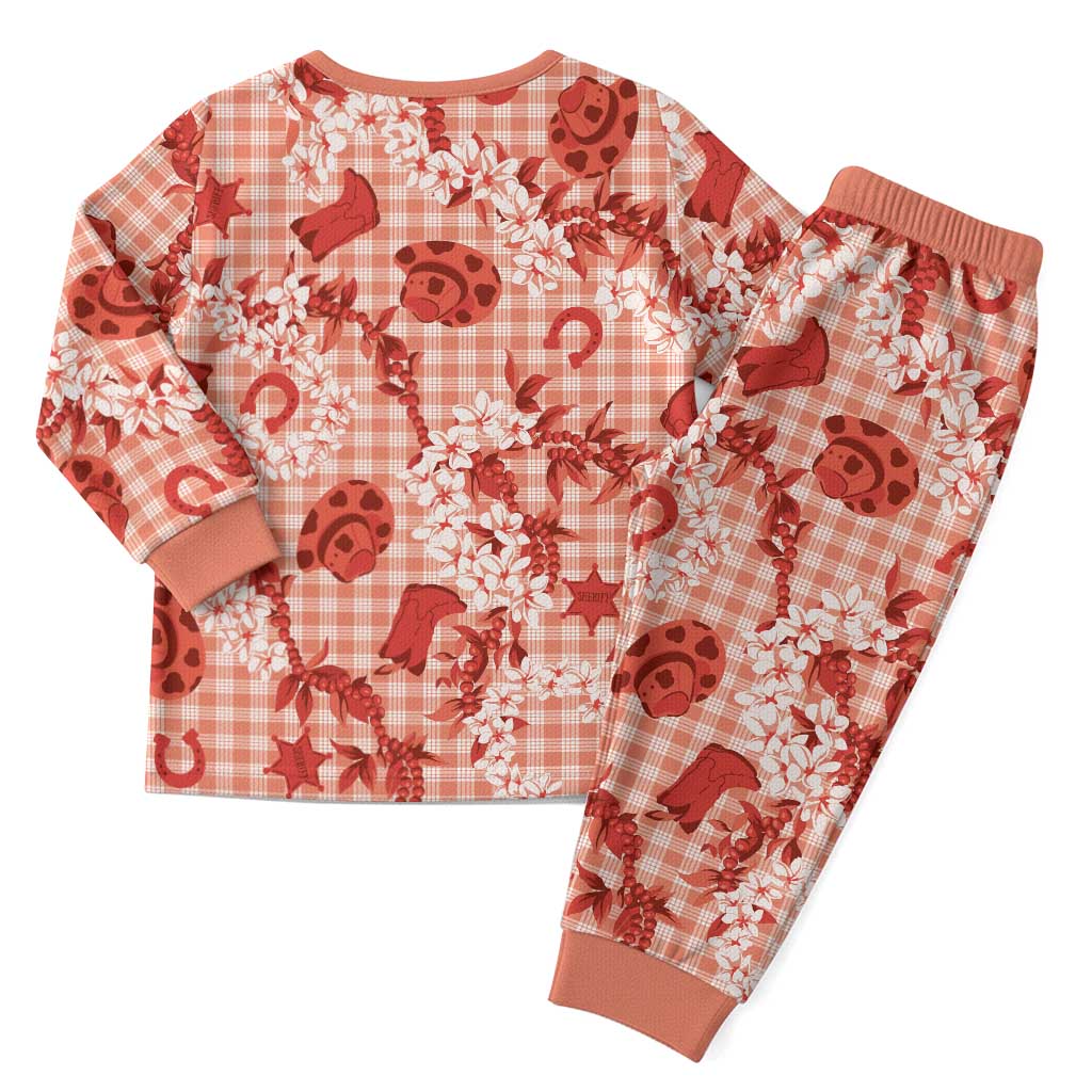 Mokihana Maile Ilima Leis Paniolo Palaka Christmas Pajama Set Hawaiian Ulaula Spirit - Polynesian Pride