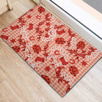 Mokihana Maile Ilima Leis Paniolo Palaka Rubber Doormat Hawaiian Ulaula Spirit - Polynesian Pride