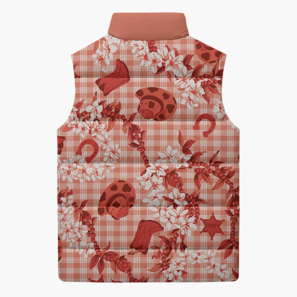 Mokihana Maile Ilima Leis Paniolo Palaka Sleeveless Puffer Jacket Hawaiian Ulaula Spirit - Polynesian Pride