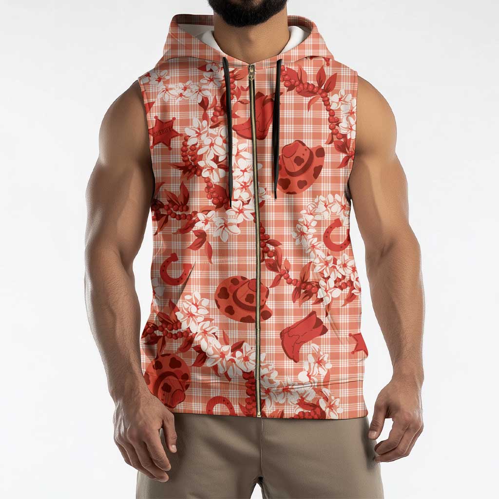 Mokihana Maile Ilima Leis Paniolo Palaka Sleeveless Zip Hoodie Hawaiian Ulaula Spirit - Polynesian Pride