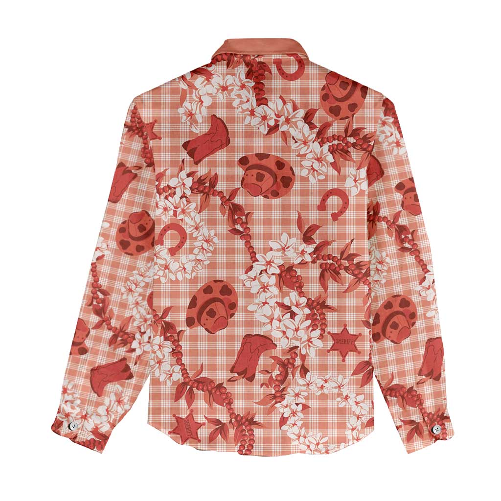 Mokihana Maile Ilima Leis Paniolo Palaka Women Casual Shirt Hawaiian Ulaula Spirit - Polynesian Pride