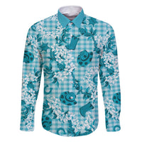 Mokihana Maile Ilima Leis Paniolo Palaka Family Matching Long Sleeve Bodycon Dress and Hawaiian Shirt Hawaiian Polu Opa Spirit - Polynesian Pride