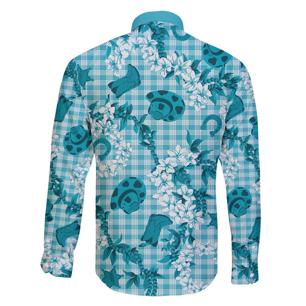 Mokihana Maile Ilima Leis Paniolo Palaka Family Matching Long Sleeve Bodycon Dress and Hawaiian Shirt Hawaiian Polu Opa Spirit - Polynesian Pride