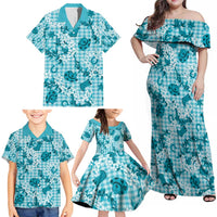 Mokihana Maile Ilima Leis Paniolo Palaka Family Matching Off Shoulder Maxi Dress and Hawaiian Shirt Hawaiian Polu Opa Spirit - Polynesian Pride