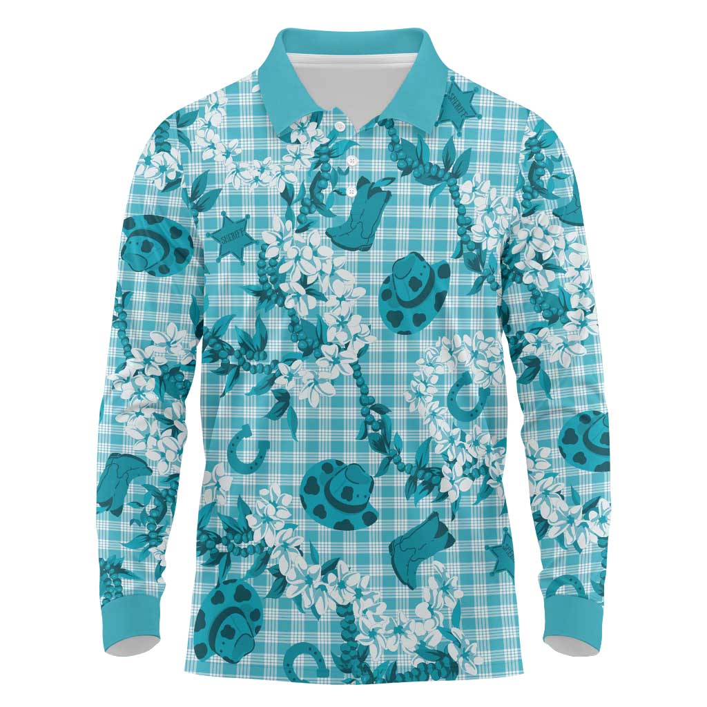 Mokihana Maile Ilima Leis Paniolo Palaka Long Sleeve Polo Shirt Hawaiian Polu Opa Spirit - Polynesian Pride