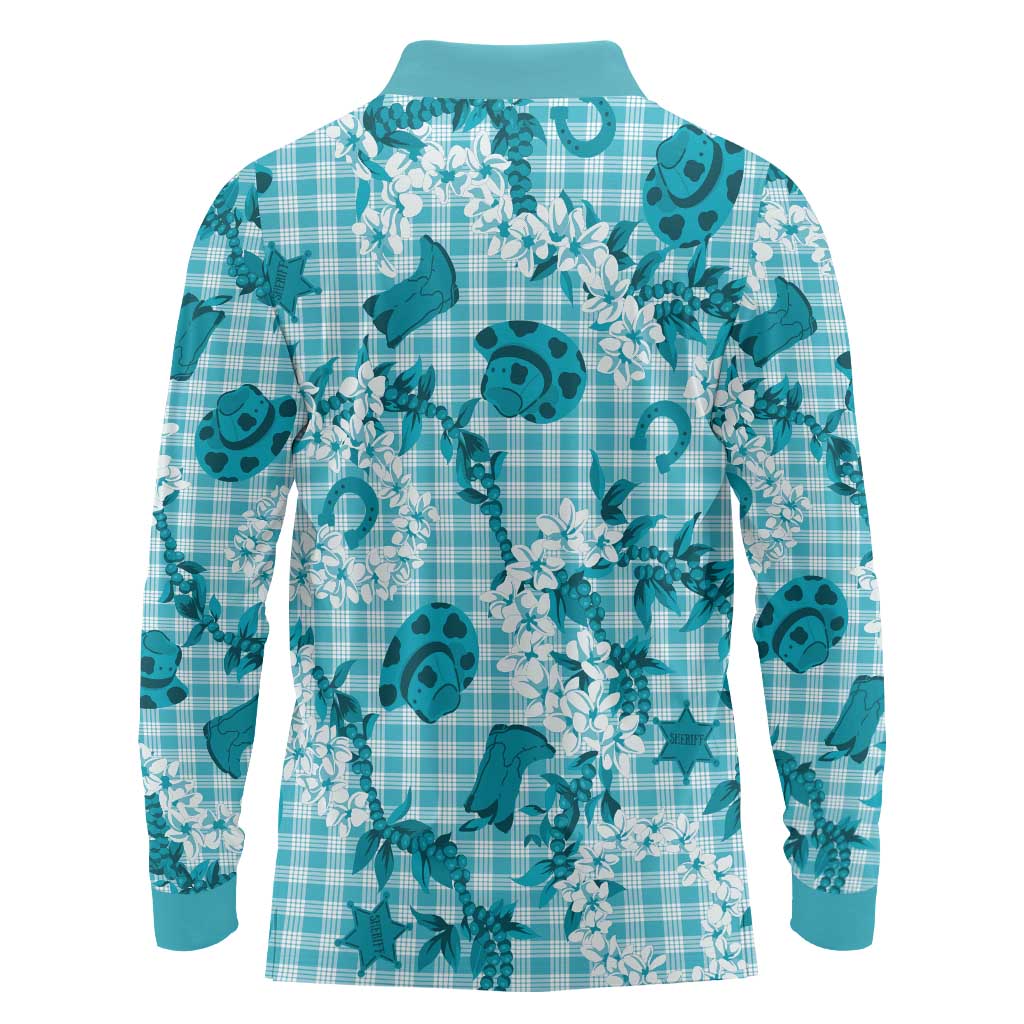 Mokihana Maile Ilima Leis Paniolo Palaka Long Sleeve Polo Shirt Hawaiian Polu Opa Spirit - Polynesian Pride