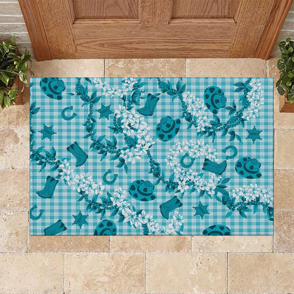 Mokihana Maile Ilima Leis Paniolo Palaka Rubber Doormat Hawaiian Polu Opa Spirit - Polynesian Pride