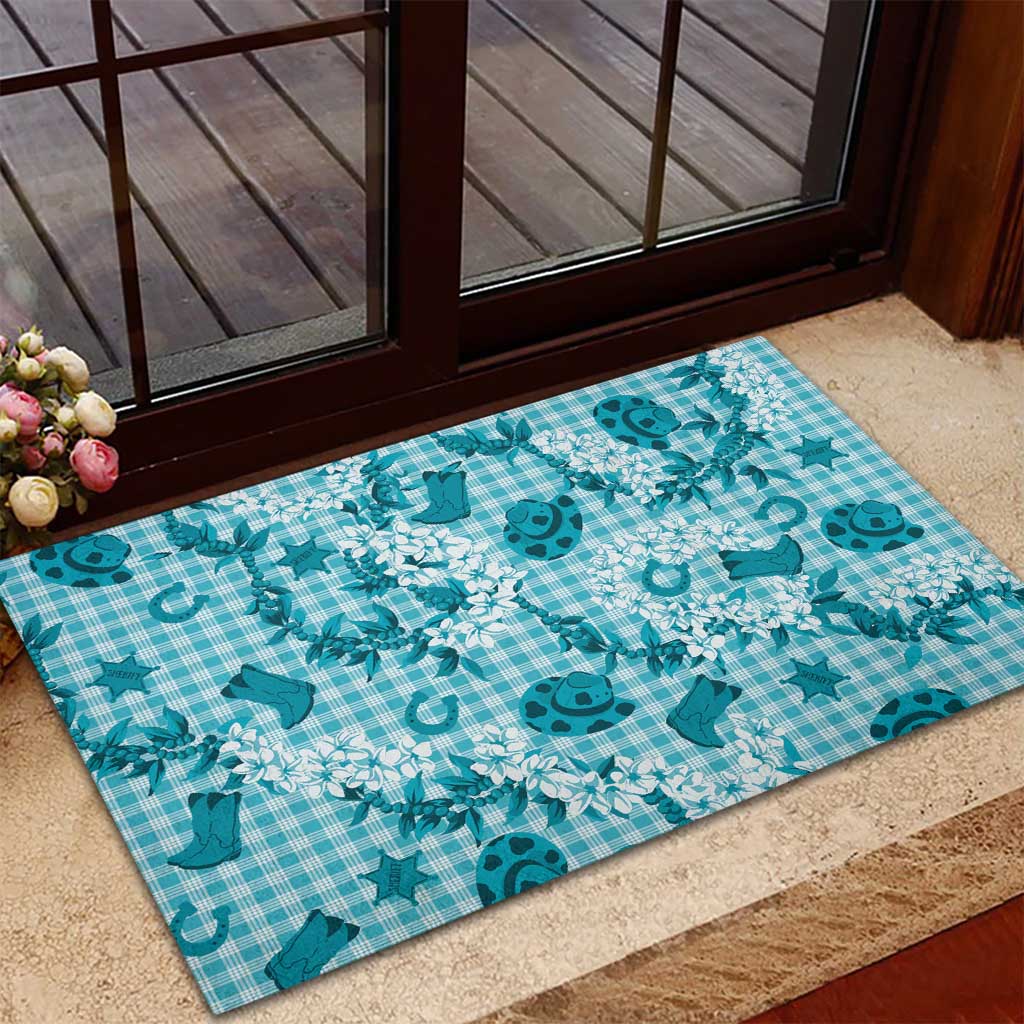 Mokihana Maile Ilima Leis Paniolo Palaka Rubber Doormat Hawaiian Polu Opa Spirit - Polynesian Pride