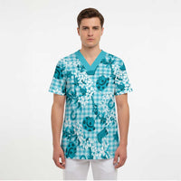 Mokihana Maile Ilima Leis Paniolo Palaka Scrub Top Hawaiian Polu Opa Spirit - Polynesian Pride