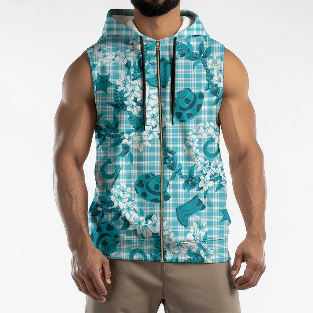 Mokihana Maile Ilima Leis Paniolo Palaka Sleeveless Zip Hoodie Hawaiian Polu Opa Spirit - Polynesian Pride