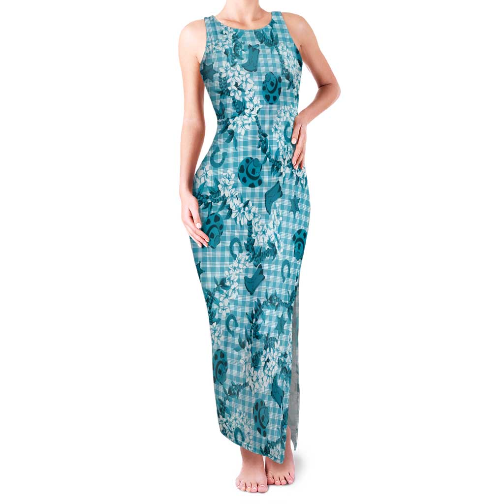 Mokihana Maile Ilima Leis Paniolo Palaka Tank Maxi Dress Hawaiian Polu Opa Spirit - Polynesian Pride