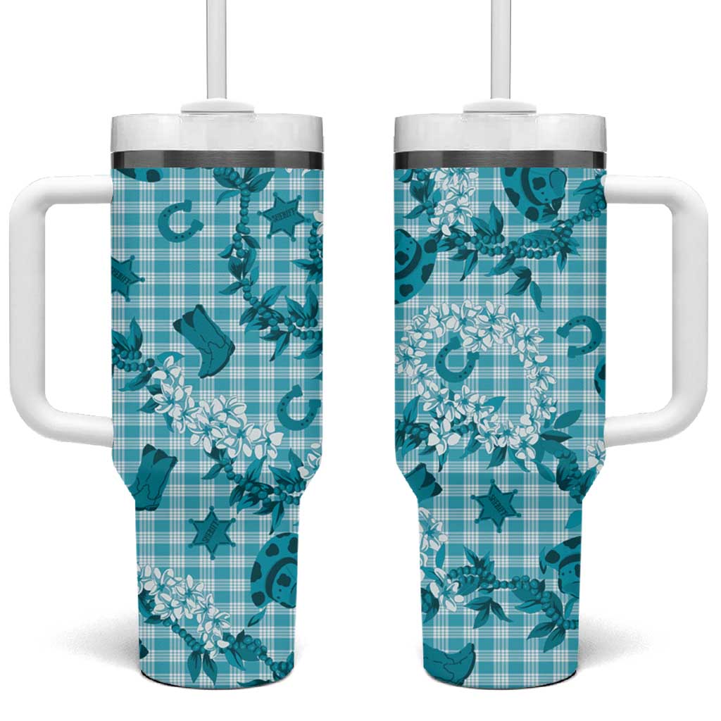 Mokihana Maile Ilima Leis Paniolo Palaka Tumbler With Handle Hawaiian Polu Opa Spirit - Polynesian Pride