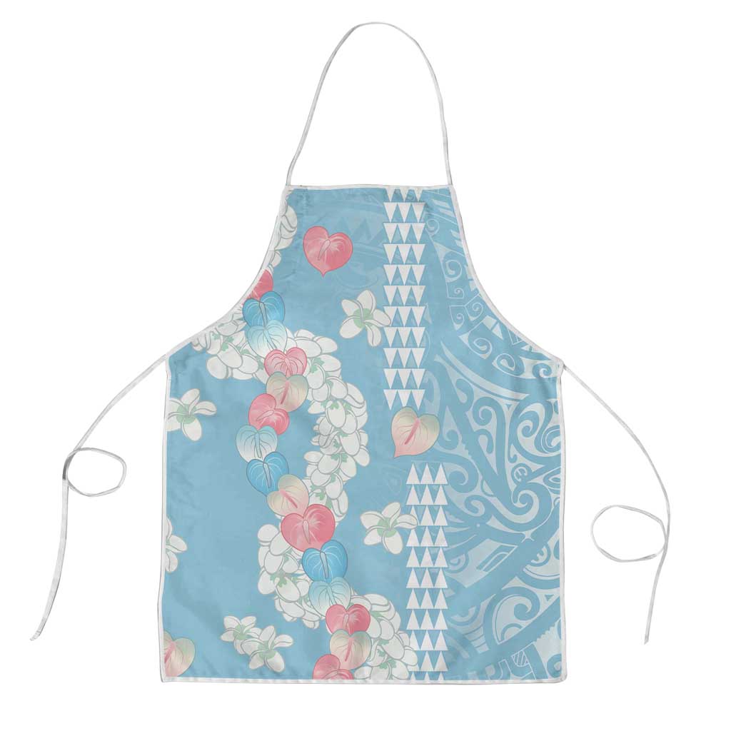 Blue Hawaii Anthurium Plumeria Lei Apron LT9 Blue - Polynesian Pride