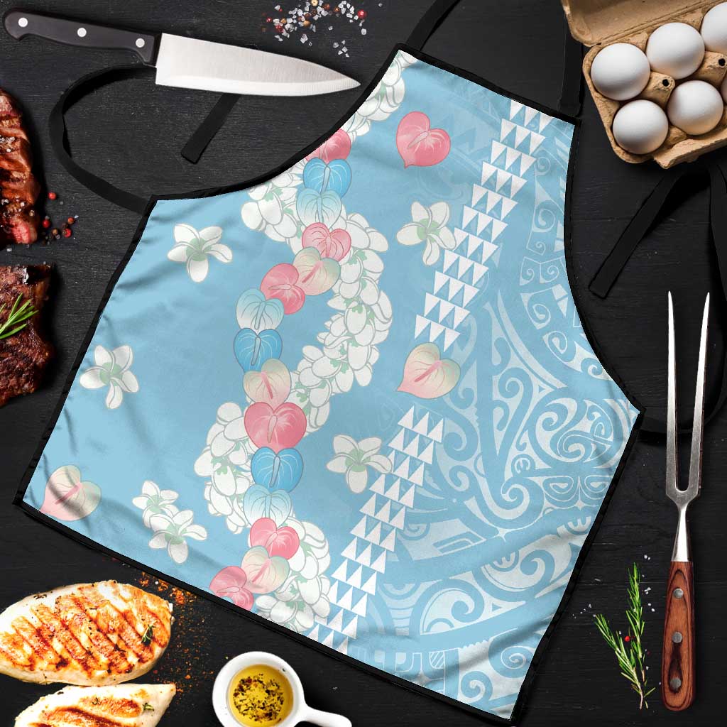 Blue Hawaii Anthurium Plumeria Lei Apron LT9 Blue - Polynesian Pride
