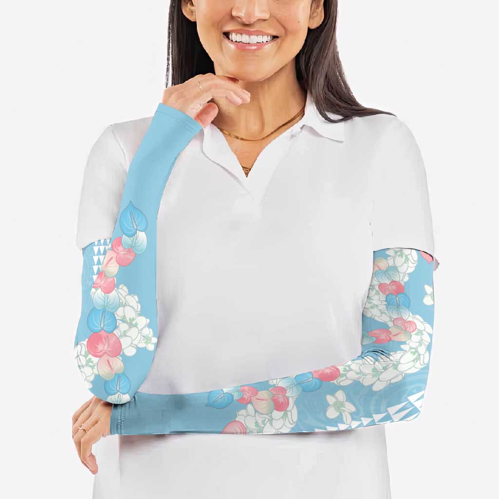 Blue Hawaii Anthurium Plumeria Lei Arm Sleeves LT9 - Polynesian Pride