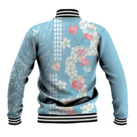 Blue Hawaii Anthurium Plumeria Lei Baseball Jacket LT9 - Polynesian Pride