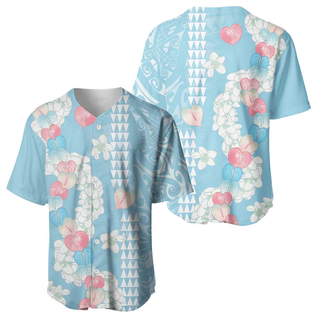 Blue Hawaii Anthurium Plumeria Lei Baseball Jersey LT9 - Polynesian Pride