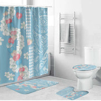 Blue Hawaii Anthurium Plumeria Lei Bathroom Set LT9 Bathroom Set (4 pcs) Blue - Polynesian Pride