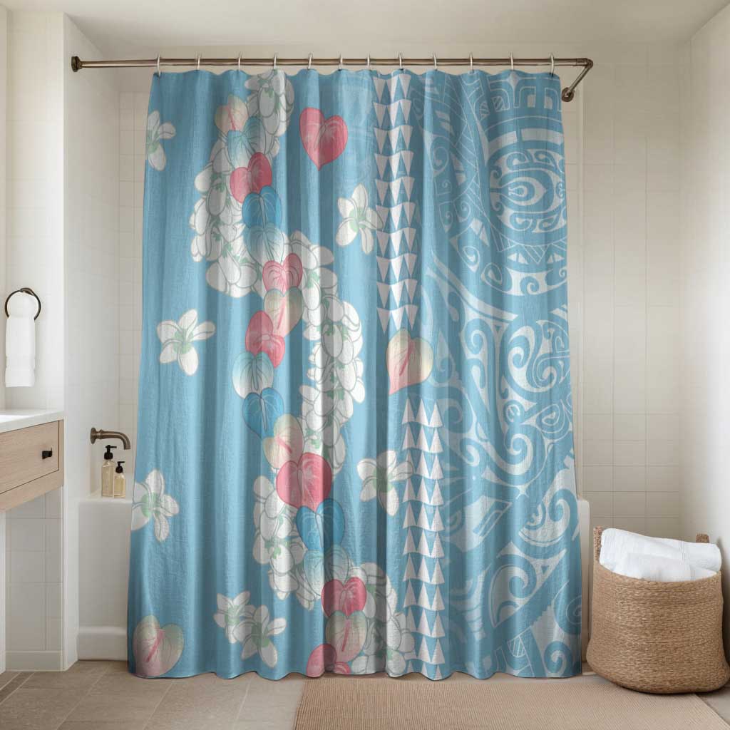 Blue Hawaii Anthurium Plumeria Lei Bathroom Set LT9 Shower Curtain Only Blue - Polynesian Pride