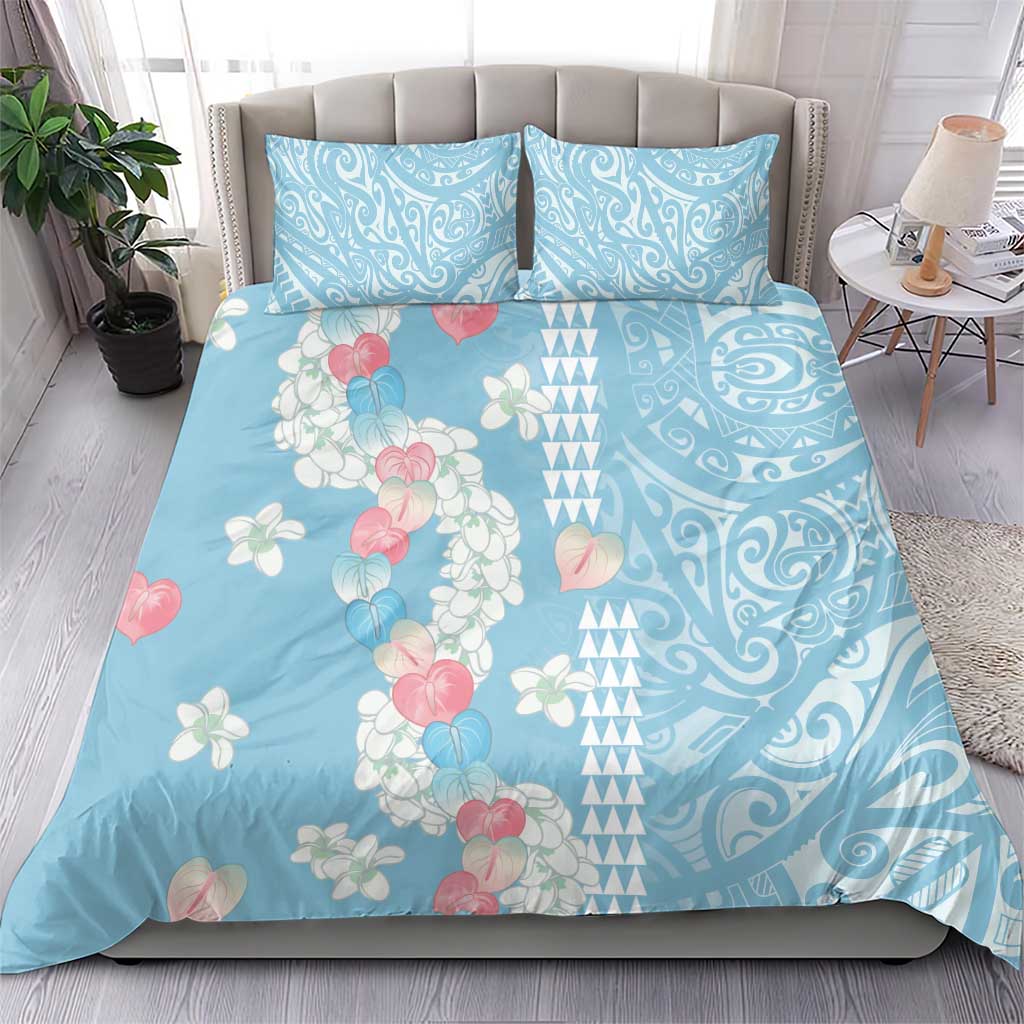 Blue Hawaii Anthurium Plumeria Lei Bedding Set LT9 - Polynesian Pride