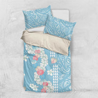 Blue Hawaii Anthurium Plumeria Lei Bedding Set LT9 US Twin 172cm x 218cm Blue - Polynesian Pride