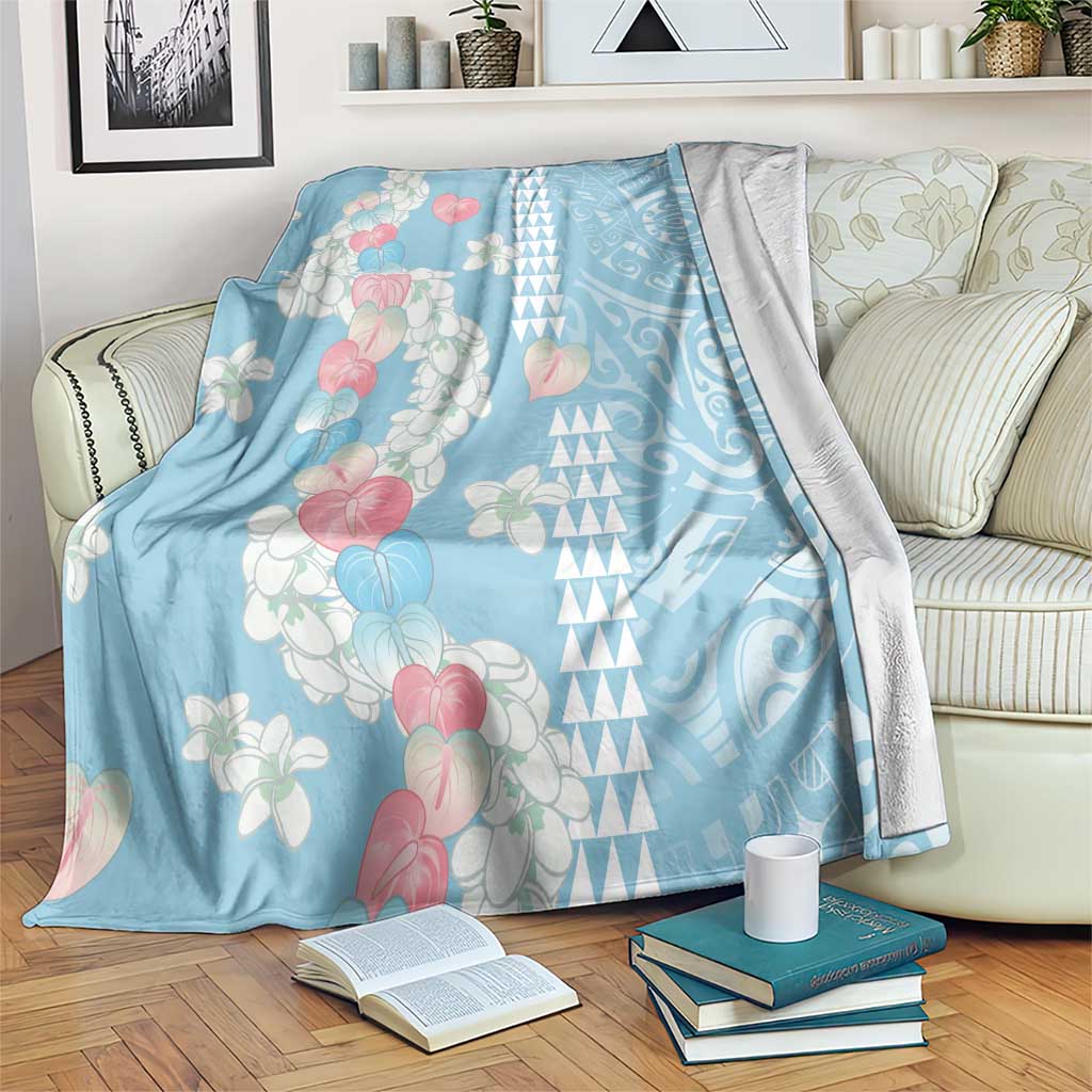 Blue Hawaii Anthurium Plumeria Lei Blanket