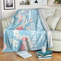 Blue Hawaii Anthurium Plumeria Lei Blanket