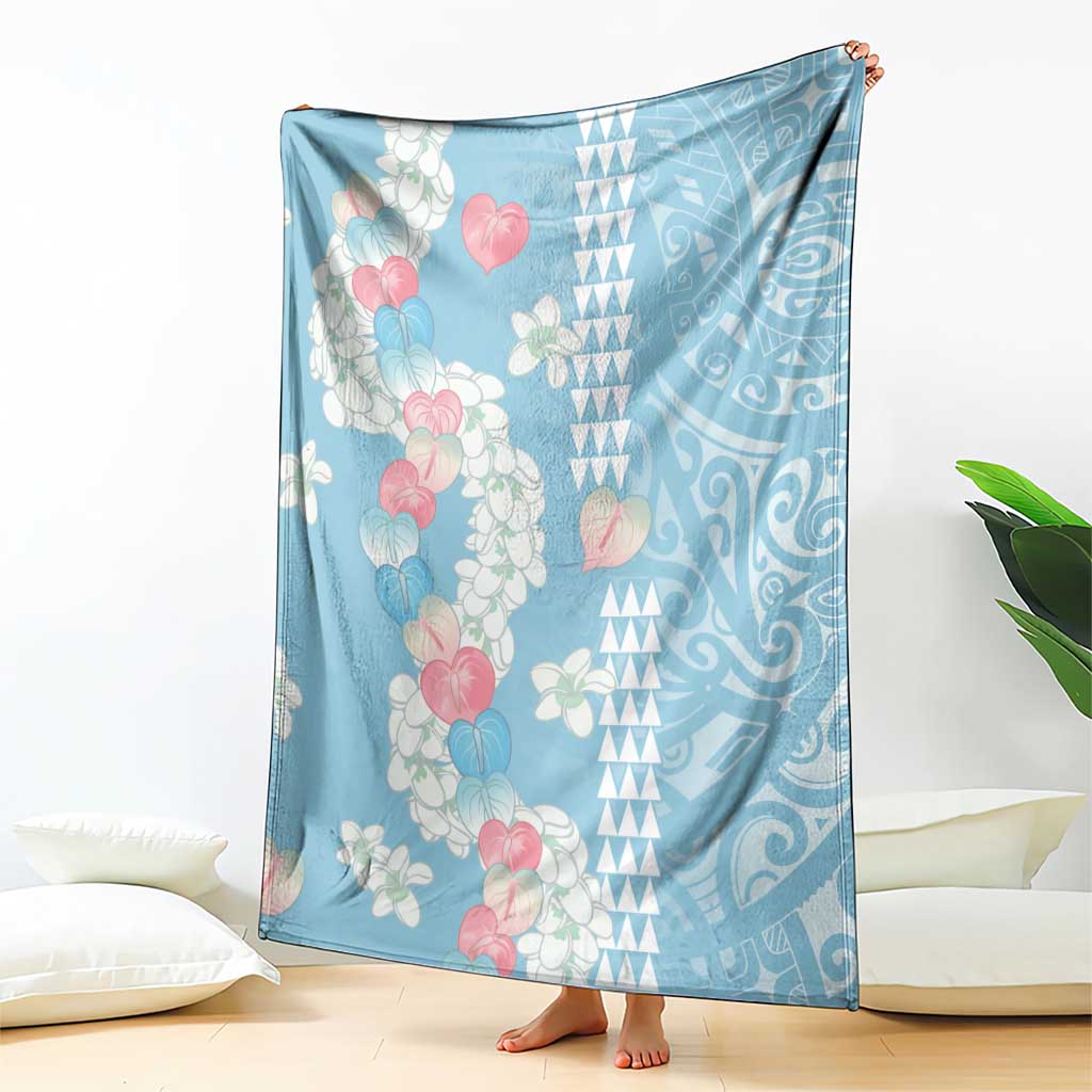 Blue Hawaii Anthurium Plumeria Lei Blanket