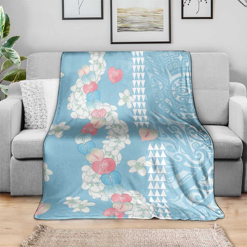 Blue Hawaii Anthurium Plumeria Lei Blanket