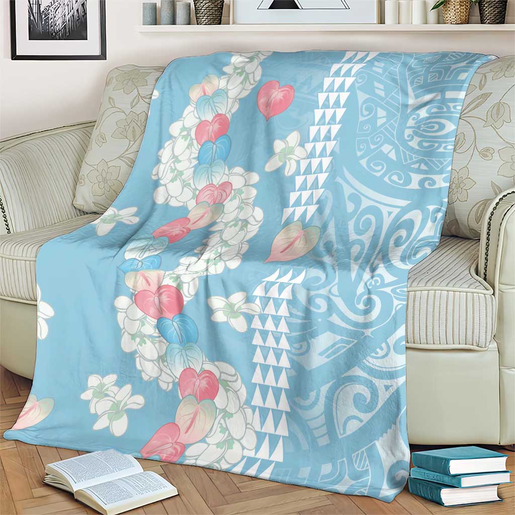 Blue Hawaii Anthurium Plumeria Lei Blanket