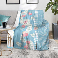 Blue Hawaii Anthurium Plumeria Lei Blanket