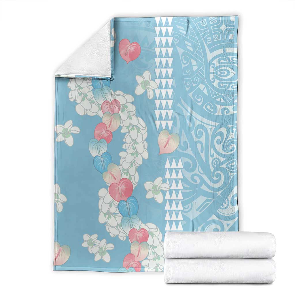 Blue Hawaii Anthurium Plumeria Lei Blanket